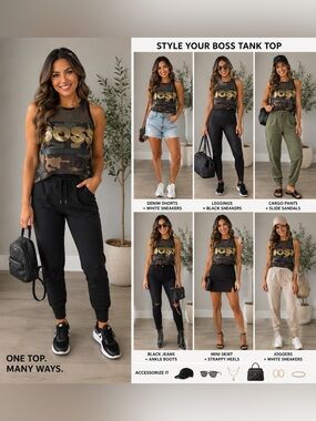 Nylon Apparel Camo Mesh Sleeveless Top
